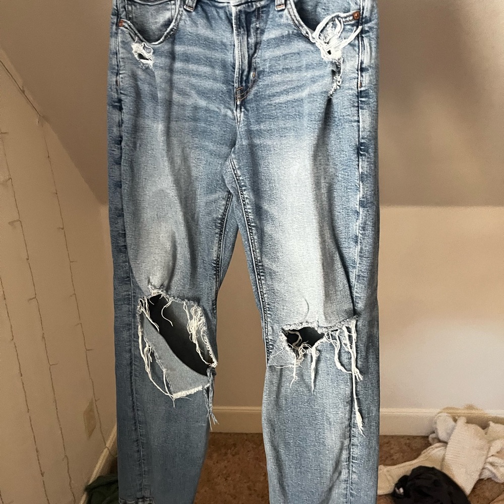 American Eagle Outfitters Ripped Blue Boyfriend Jeans